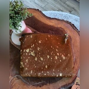 KatyDid bag no strap cow print with gold foil